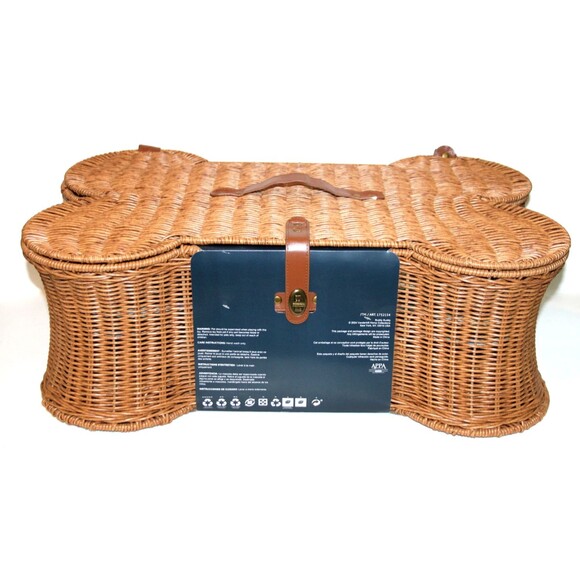 Buddy Buddy Other - Buddy Buddy Whicker Dog Bone Basket Woven Pet Toy Storage Rustic Decor Vintage